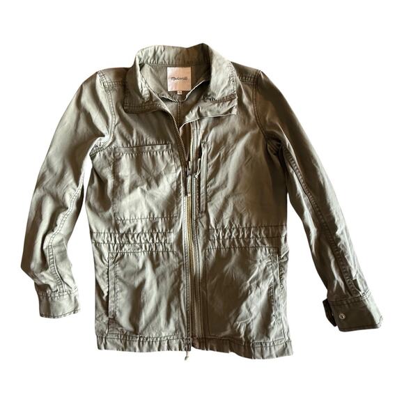 Madewell Fleet Jacket Women’s Green Military Field Zip Utility Cotton Pockets S - Picture 11 of 16